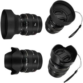 img 2 attached to 📸 Veatree 58mm Lens Hood Kit - Collapsible Rubber Lens Hood with Filter Thread + Reversible Tulip Flower Lens Hood + Center Pinch Lens Cap + Microfiber Lens Cleaning Cloth