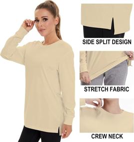 img 2 attached to 👚 Comfortably Chic: Casei Women's Long Sleeve Scoop Neck T-Shirt - Cotton Athletic Tees with Ribbed Cuffs and Hems