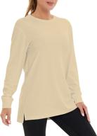 👚 comfortably chic: casei women's long sleeve scoop neck t-shirt - cotton athletic tees with ribbed cuffs and hems logo