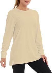 img 4 attached to 👚 Comfortably Chic: Casei Women's Long Sleeve Scoop Neck T-Shirt - Cotton Athletic Tees with Ribbed Cuffs and Hems