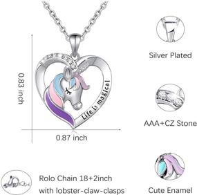 img 1 attached to ✨ Life Is Magical Silver Unicorn Necklace and Earrings Set for Women and Girls, Complete with Gift Card, Perfect Birthday Gift - 18+2 Inches