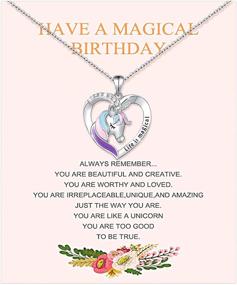 img 4 attached to ✨ Life Is Magical Silver Unicorn Necklace and Earrings Set for Women and Girls, Complete with Gift Card, Perfect Birthday Gift - 18+2 Inches