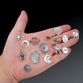 img 2 attached to 🔑 YUEAON 300pcs Tibetan Silver Jewelry Making Charms Kit – Craft Accessories for Bracelets, Necklaces, Pendants, Earrings & Keychains – Wholesale Supplies Bulk Lots