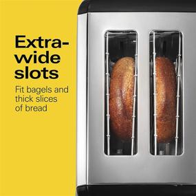 img 2 attached to 🍞 Hamilton Beach Extra-Wide Slot Toaster 2-Slice: Black and Stainless, Shade Selector, Auto-Shutoff, Cancel Button, and Toast Boost - 22671