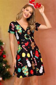 img 3 attached to 🎄 Women's Short Sleeve Christmas Dresses - Holiday Clothing for Women