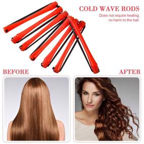 img 1 attached to 💇 60-Piece Short Hair Perm Rods: Cold Wave Rods for Styling Short Hair, Plastic Perming Rods with Hair Curling Rollers and Steel Pintail Comb Rat Tail Comb - Hairdressing Supplies - Red, 0.2 Inch