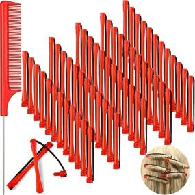 img 4 attached to 💇 60-Piece Short Hair Perm Rods: Cold Wave Rods for Styling Short Hair, Plastic Perming Rods with Hair Curling Rollers and Steel Pintail Comb Rat Tail Comb - Hairdressing Supplies - Red, 0.2 Inch