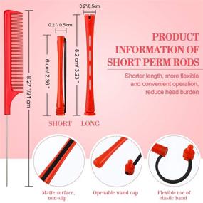 img 3 attached to 💇 60-Piece Short Hair Perm Rods: Cold Wave Rods for Styling Short Hair, Plastic Perming Rods with Hair Curling Rollers and Steel Pintail Comb Rat Tail Comb - Hairdressing Supplies - Red, 0.2 Inch