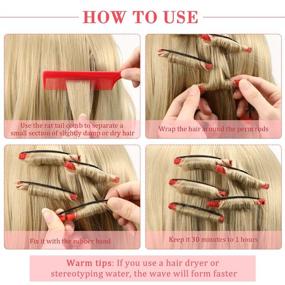 img 2 attached to 💇 60-Piece Short Hair Perm Rods: Cold Wave Rods for Styling Short Hair, Plastic Perming Rods with Hair Curling Rollers and Steel Pintail Comb Rat Tail Comb - Hairdressing Supplies - Red, 0.2 Inch