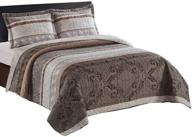 🛏️ taupe reversible coverlets by royal tradition - king/california king 3pc quilt set, over-sized lightweight bedspread (110-inch wide x 96-inch long) logo