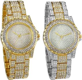 img 4 attached to JewelryWe Watches Rhinestone Stainless Wristwatch Women's Watches