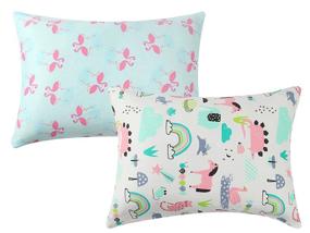 img 4 attached to Tontukatu Toddler Pillowcase Set: 2 Pack Ultra Soft Jersey Knit, Zipper Closure, Travel Pillow Covers for 14 🐘 x 19, 13 x 18, and 12 x 16 Pillows - Flamingo Elephant Horse Design in Light Green and Pink