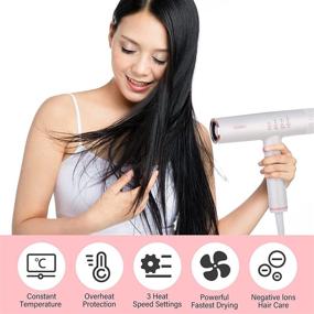 img 1 attached to 💨 High-Speed Brushless Motor Professional Hair Dryer with Negative Ionic Technology - Foldable, Lightweight Blow Dryer with 5 Modes for Home, Travel, and Salon