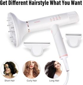 img 2 attached to 💨 High-Speed Brushless Motor Professional Hair Dryer with Negative Ionic Technology - Foldable, Lightweight Blow Dryer with 5 Modes for Home, Travel, and Salon