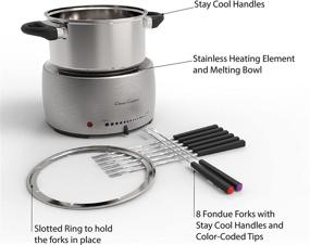 img 2 attached to 🍲 Stainless Steel Fondue Pot Set - Melting Pot Cooker and Warmer for Cheese, Chocolate, and More - Ultimate Kit with 8 Forks by Classic Cuisine - Dishwasher Safe