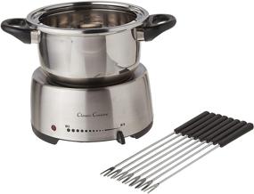 img 3 attached to 🍲 Stainless Steel Fondue Pot Set - Melting Pot Cooker and Warmer for Cheese, Chocolate, and More - Ultimate Kit with 8 Forks by Classic Cuisine - Dishwasher Safe