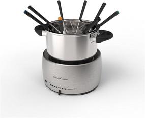 img 1 attached to 🍲 Stainless Steel Fondue Pot Set - Melting Pot Cooker and Warmer for Cheese, Chocolate, and More - Ultimate Kit with 8 Forks by Classic Cuisine - Dishwasher Safe