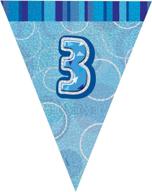 🎉 glitz blue 3rd birthday bunting flags - 9ft foil - unique party 92143 логотип