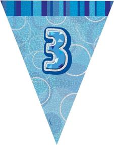 img 1 attached to 🎉 Glitz Blue 3rd Birthday Bunting Flags - 9ft Foil - Unique Party 92143