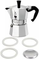 ☕ кофеварка bialetti moka express для плиты 6 чашек с бонусным набором заменительного фильтра и прокладки логотип