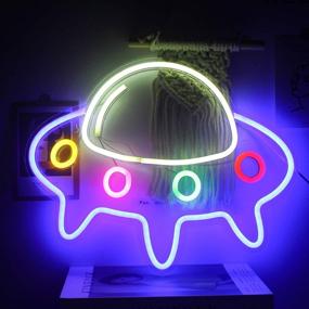 img 4 attached to 👽 ineonlife Large Blue UFO Spaceship Neon Sign: Vibrant LED Neon Lights for Kids' Bedroom Gift, Bar, Home Party Decoration