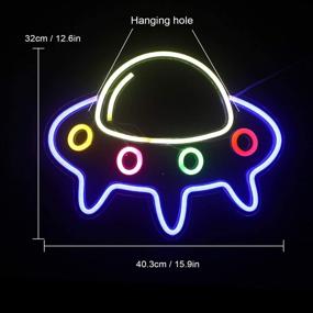 img 1 attached to 👽 ineonlife Large Blue UFO Spaceship Neon Sign: Vibrant LED Neon Lights for Kids' Bedroom Gift, Bar, Home Party Decoration