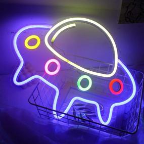 img 3 attached to 👽 ineonlife Large Blue UFO Spaceship Neon Sign: Vibrant LED Neon Lights for Kids' Bedroom Gift, Bar, Home Party Decoration