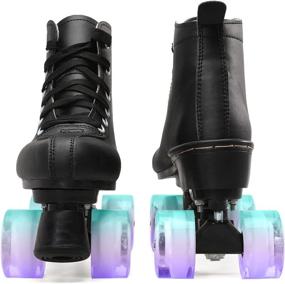 img 1 attached to 👟 FEETCITY Women's High-Top Roller Skates: Stylish PU Leather Four-Wheel Shiny Skates for Girls and Unisex