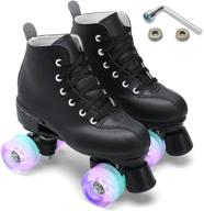 👟 feetcity women's high-top roller skates: stylish pu leather four-wheel shiny skates for girls and unisex logo