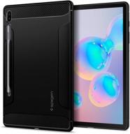 spigen galaxy tab s6 case with s pen holder (2019) - rugged armor, matte black logo