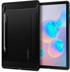 img 4 attached to Spigen Galaxy Tab S6 Case with S Pen Holder (2019) - Rugged Armor, Matte Black