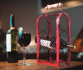 img 3 attached to 🍷 SEO-Optimized Palais Essentials Tabletop Wine Shelf with Red Chicken Wire Design, Size 15" X 7