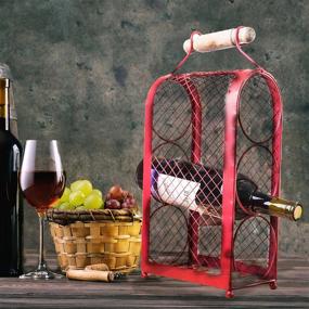 img 1 attached to 🍷 SEO-Optimized Palais Essentials Tabletop Wine Shelf with Red Chicken Wire Design, Size 15" X 7