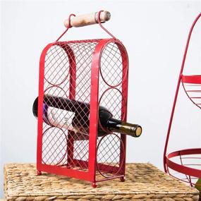 img 4 attached to 🍷 SEO-Optimized Palais Essentials Tabletop Wine Shelf with Red Chicken Wire Design, Size 15" X 7