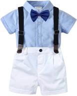 👔 gentleman outfit toddler suspender white b boys' clothing set - stylish and dapper attire logo