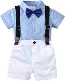 img 4 attached to 👔 Gentleman Outfit Toddler Suspender White B Boys' Clothing Set - Stylish and Dapper Attire