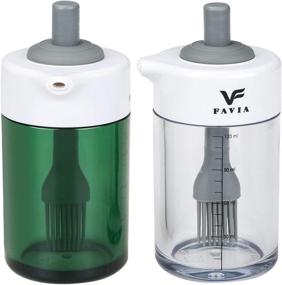 img 4 attached to 🍃 FAVIA Olive Oil Dispenser Bottle - Non-Drip Spout, Leakproof Design, BPA Free - 120ml Condiment Container with Silicone Brush for BBQ Grill and Kitchen - Dishwasher Safe - Green + Clear