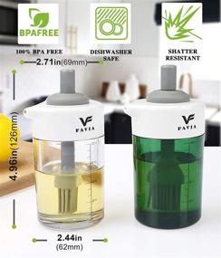 img 3 attached to 🍃 FAVIA Olive Oil Dispenser Bottle - Non-Drip Spout, Leakproof Design, BPA Free - 120ml Condiment Container with Silicone Brush for BBQ Grill and Kitchen - Dishwasher Safe - Green + Clear