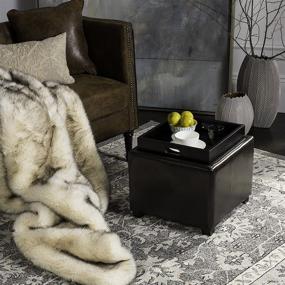 img 4 attached to SAFAVIEH Harrison Brown Single Tray Ottoman with Square Foot Rest & Storage