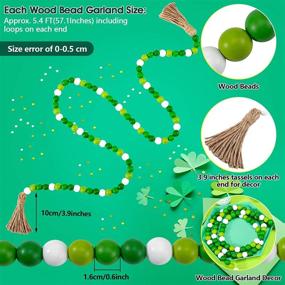 img 3 attached to 🎄 Farmhouse Rustic Wood Bead Garlands for Tiered Tray Decor - Christmas & Valentine's Day, Green & White