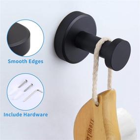 img 1 attached to 🔘 Compact Round Robe Hook Wall Mount - Towel Hook Matte Black, Stainless Steel Hand Towel Holder by Angle Simple