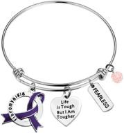 🎗️ maofaed fibromyalgia bracelet - gift for fibromyalgia awareness, warriors, and survivors - life is tough but i am tougher - perfect gift for her logo