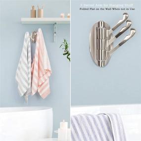 img 3 attached to 🧺 Jupitoo Towel Hanger Wall Mount Foldable Swing Arm Triple Bathroom Hanger - Sturdy Metal Hooks for Hat, Scarf, Bathrobe, Jacket, Clothes, Backpack, and More