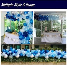 img 1 attached to 🎈 RC&amp;Z Navy Blue Balloon Garland Arch Kit - 120 Balloons in Royal Blue, Baby Blue, White, Silver Metallic and Confetti Latex for Stunning Baby Shower, Bachelorette, Birthday Party Decorations - Backdrop Background Included!