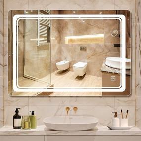 img 4 attached to 💡 Dutsekk 36x28 Inch LED Mirror for Bathroom - Dimmable IP44 Waterproof, Lighted Vanity Mirror with 3 Color Temperature Options - Ideal for Makeup