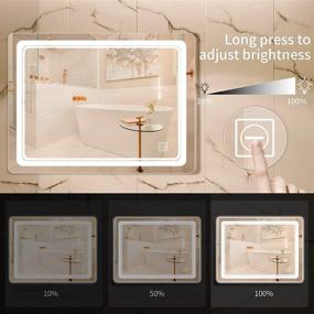 img 1 attached to 💡 Dutsekk 36x28 Inch LED Mirror for Bathroom - Dimmable IP44 Waterproof, Lighted Vanity Mirror with 3 Color Temperature Options - Ideal for Makeup