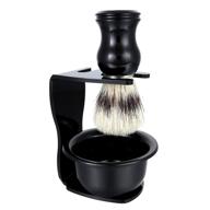 🪒 aethland men's shaving brush set - badger hair brush w/ black handle, acrylic razor holder stand & soap bowl - perfect shaving gift kit for men logo