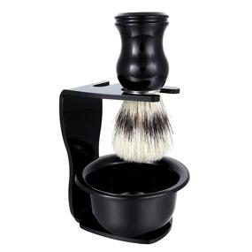 img 4 attached to 🪒 Aethland Men's Shaving Brush Set - Badger Hair Brush w/ Black Handle, Acrylic Razor Holder Stand & Soap Bowl - Perfect Shaving Gift Kit for Men