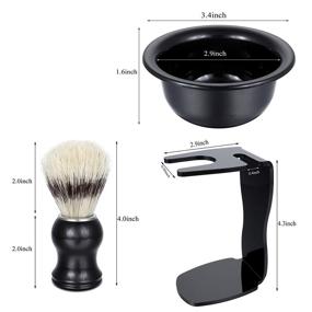 img 3 attached to 🪒 Aethland Men's Shaving Brush Set - Badger Hair Brush w/ Black Handle, Acrylic Razor Holder Stand & Soap Bowl - Perfect Shaving Gift Kit for Men