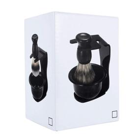 img 2 attached to 🪒 Aethland Men's Shaving Brush Set - Badger Hair Brush w/ Black Handle, Acrylic Razor Holder Stand & Soap Bowl - Perfect Shaving Gift Kit for Men